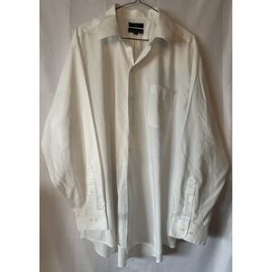 Dockers Men's White Button-Down Dress Shirt Size‎ XL 17-17.5 Long Sleeve Cotton